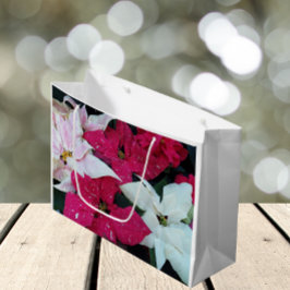 Grand Sac Cadeau Festive vacances Poinsettias Floral