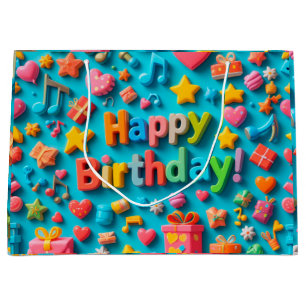 Grand Sac Cadeau 🎉 Fête d'anniversaire colorée avec éclairage 🌈