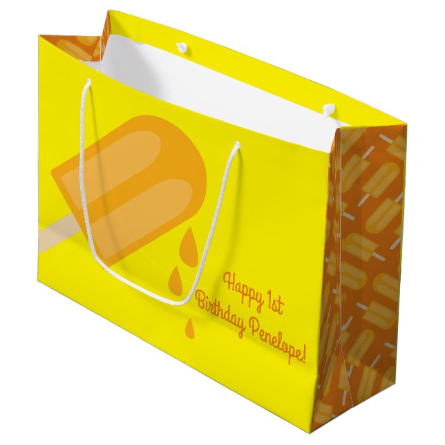 Grand Sac Cadeau Fête d'anniversaire de Popsicle Kid (Devant Angle)