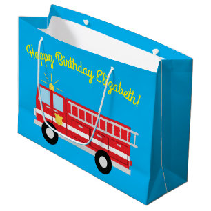 Grand Sac Cadeau Fête d'anniversaire du camion d'incendie