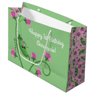 Grand Sac Cadeau Fête d'anniversaire mignonne de pois doux ?ère