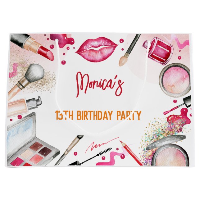 Grand Sac Cadeau Fête d'anniversaire spa beauté et maquillage (Devant)