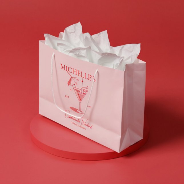 Grand Sac Cadeau Fête de Bachelorette Cocktail Rétro (Créateur téléchargé)