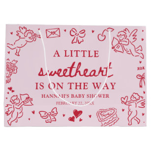 Grand Sac Cadeau Fête de Bébé Petite Amour Dessinée à la Main pour