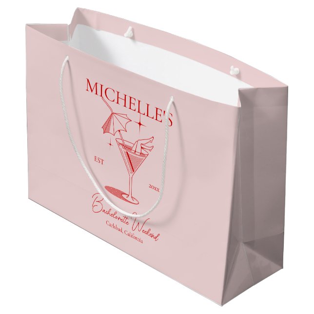 Grand Sac Cadeau Fête de Fille de Cocktail Rétro (Dos Angle)
