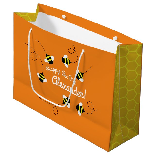 Grand Sac Cadeau Fête de l'abeille (Devant Angle)