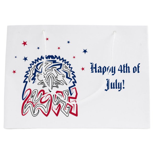 Grand Sac Cadeau Fête de l'Indépendance Étoiles d'aigle américain (Devant)