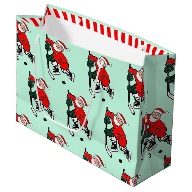 Grand Sac Cadeau Fête de Noël de Hockey (Devant Angle)