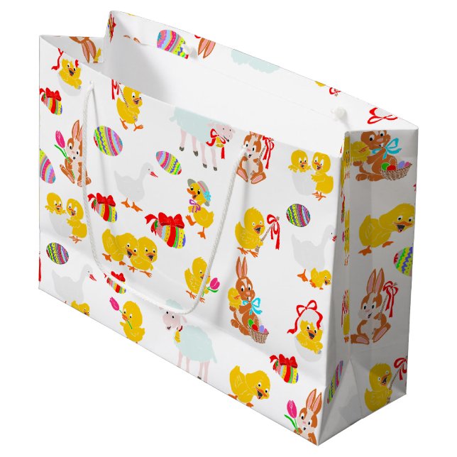Grand Sac Cadeau Fête de Pâques motif (Devant Angle)