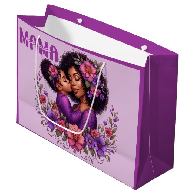 Grand Sac Cadeau Fête des mères afro-américaines (Devant Angle)