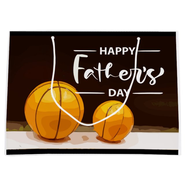 Grand Sac Cadeau Fête des pères au basket papa noir  (Devant)
