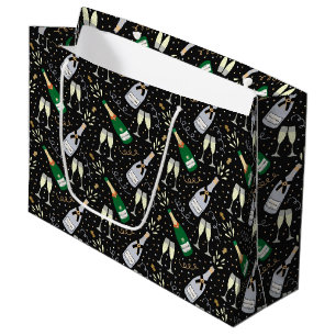 Grand Sac Cadeau Fête du Champagne moderne Nouvel An Réveillon