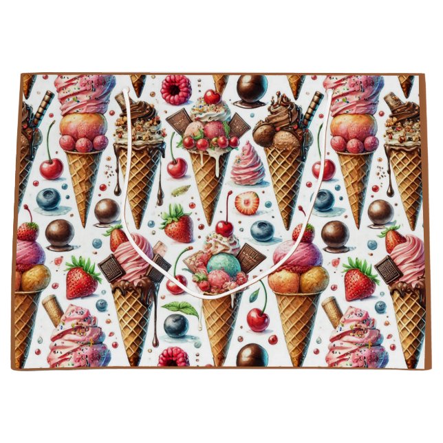 Grand Sac Cadeau Fête du Parlateur de crème glacée (Devant)