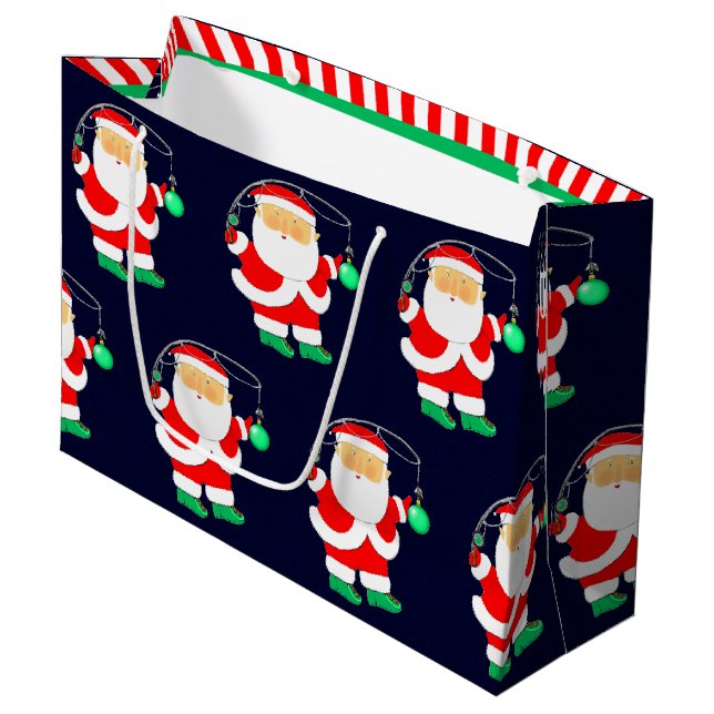 Grand Sac Cadeau Fêtes de Noël de la pêche (Devant Angle)