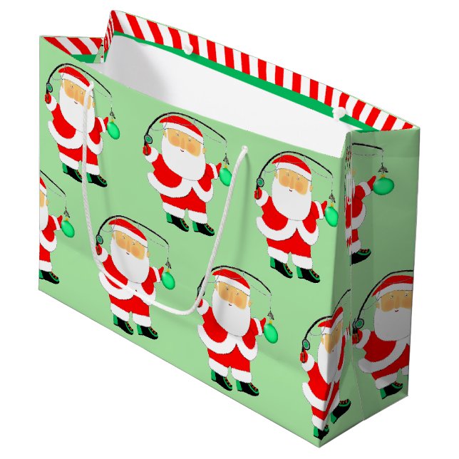 Grand Sac Cadeau Fêtes de Noël de la pêche (Devant Angle)