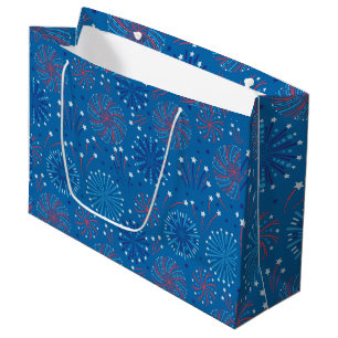 Grand Sac Cadeau Feu d'artifice du quatre juillet