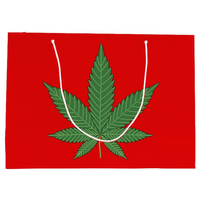 Grand Sac Cadeau Feuille de mauvaises herbes personnalisée (Dos)
