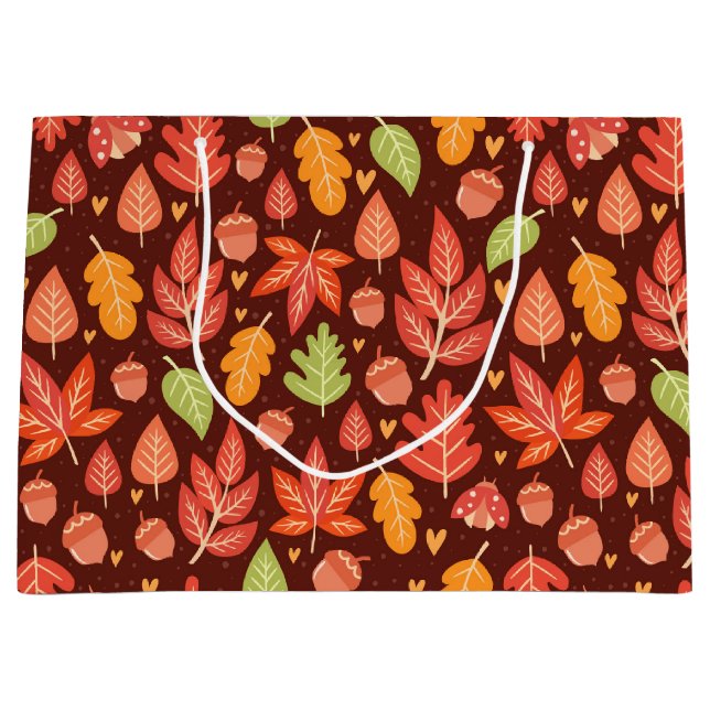 Grand Sac Cadeau Feuilles automnales (Devant)