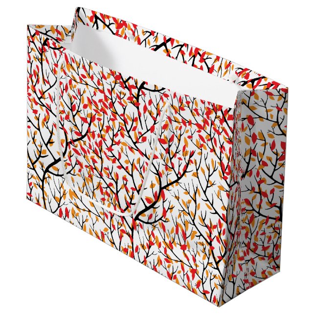 Grand Sac Cadeau Feuilles d'automne (Devant Angle)