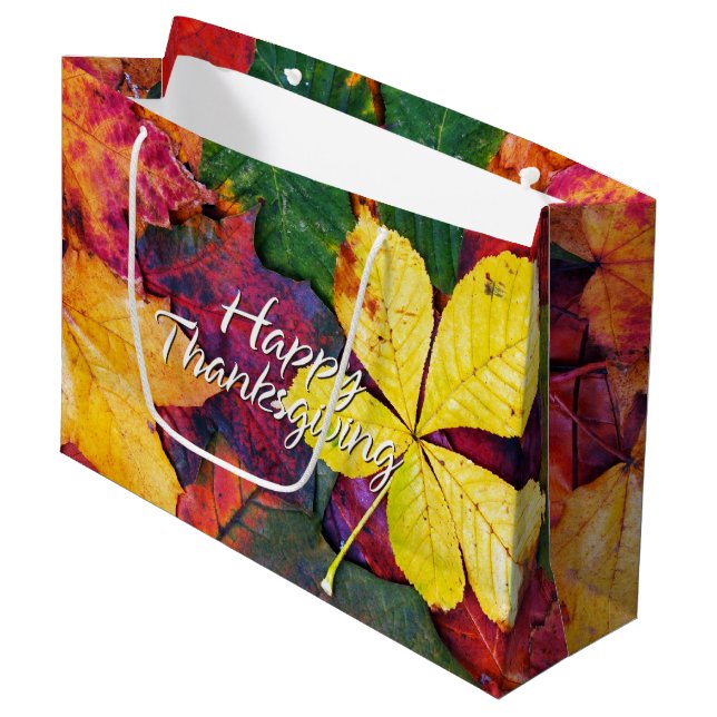 Grand Sac Cadeau Feuilles d'automne 5 (Devant Angle)