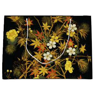 Grand Sac Cadeau Feuilles d'automne japonaises Antique botanique