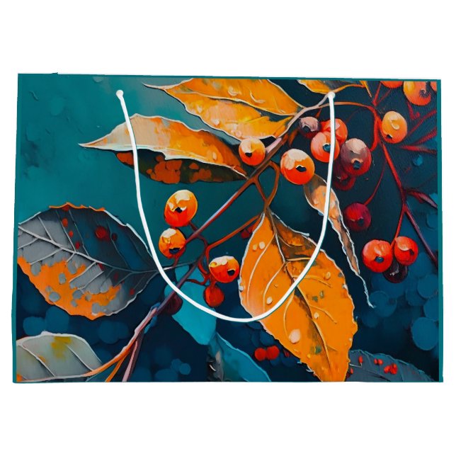 Grand Sac Cadeau Feuilles de bois d'automne. Nature feuillage d'aut (Dos)