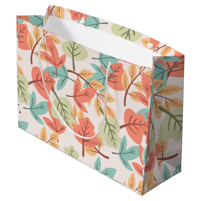 Grand Sac Cadeau Feuilles multicolores (Dos Angle)