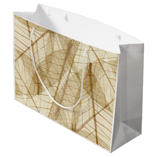 Grand Sac Cadeau Feuilles rustiques en dentelle (Dos Angle)