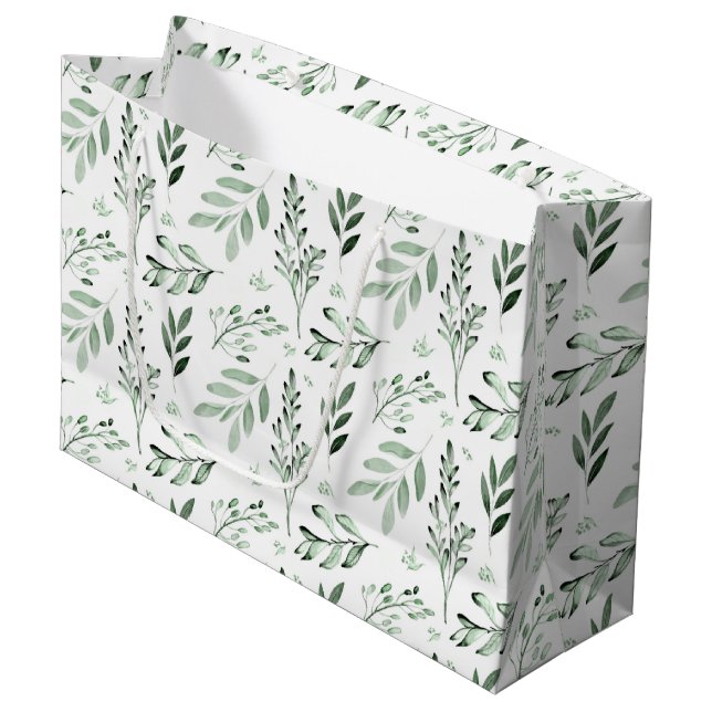 Grand Sac Cadeau Feuilles verts (Devant Angle)