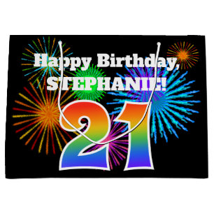 Grand Sac Cadeau Feux d'artifice d'amusement + Motif "21"