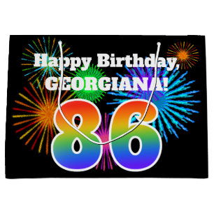 Grand Sac Cadeau Feux d'artifice d'amusement + Motif "86"