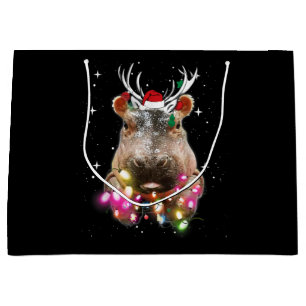 Grand Sac Cadeau Feux de Noël Hippone Fiona Hippopotamus Lover