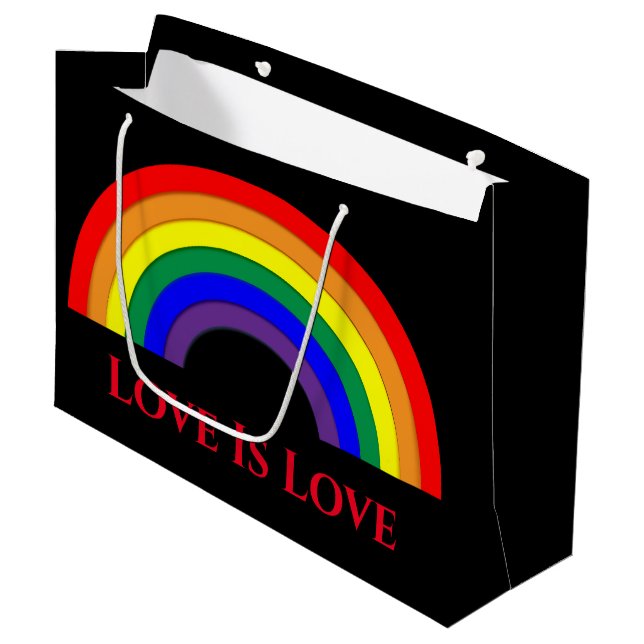 Grand Sac Cadeau Fierté arc-en-ciel (Devant Angle)