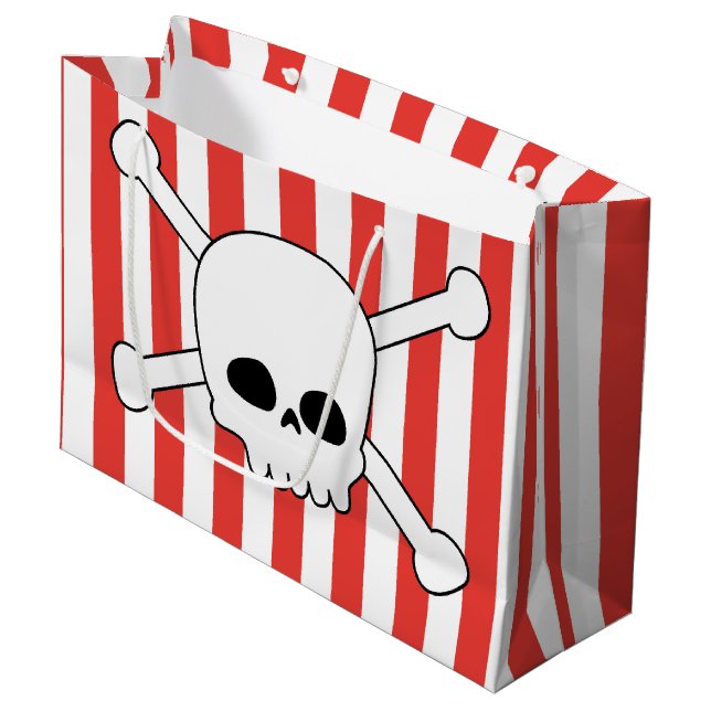 Grand Sac Cadeau Fiesta de cumpleaños pirata, bolsa con calavera (Devant Angle)