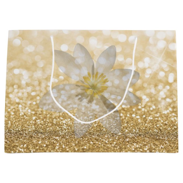 Grand Sac Cadeau Fille adorable, Faisée, Glitterie, Bokeh (Devant)