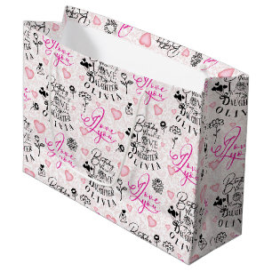 Grand Sac Cadeau Fille Anniversaire Nom personnalisé