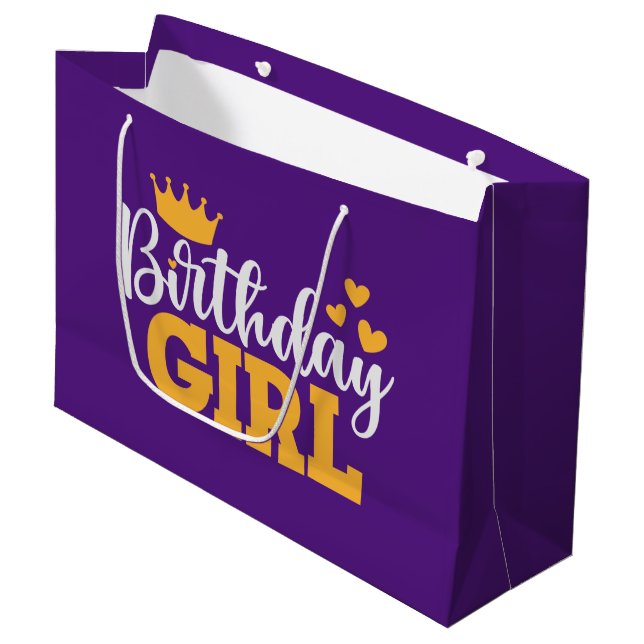 Grand Sac Cadeau Fille d'anniversaire (Devant Angle)