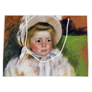 Grand Sac Cadeau Fille dans une Bonnet Blanche, Mary Cassatt