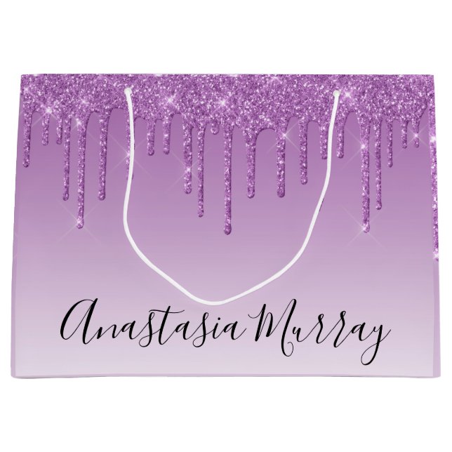 Grand Sac Cadeau Fille & Glam Purple Lilac Parties scintillant Driv (Devant)