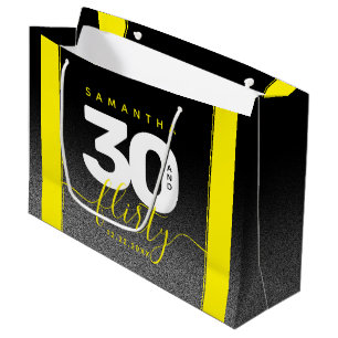 Grand Sac Cadeau Fille moderne brillant Jaune 30 et Flirty