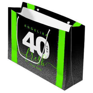 Grand Sac Cadeau Fille moderne vert brillant 40 et frais