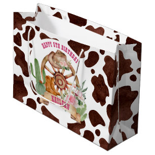 Grand Sac Cadeau Fille rodéo western anniversaire personnalisé