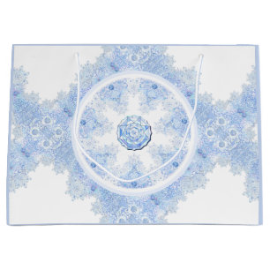 Grand Sac Cadeau Flacon de neige bleu glace