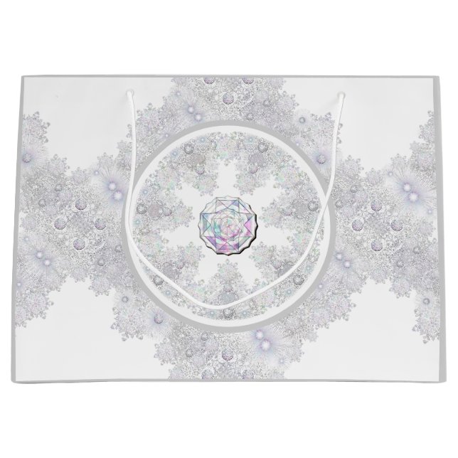 Grand Sac Cadeau Flacon de neige bleu glace (Devant)