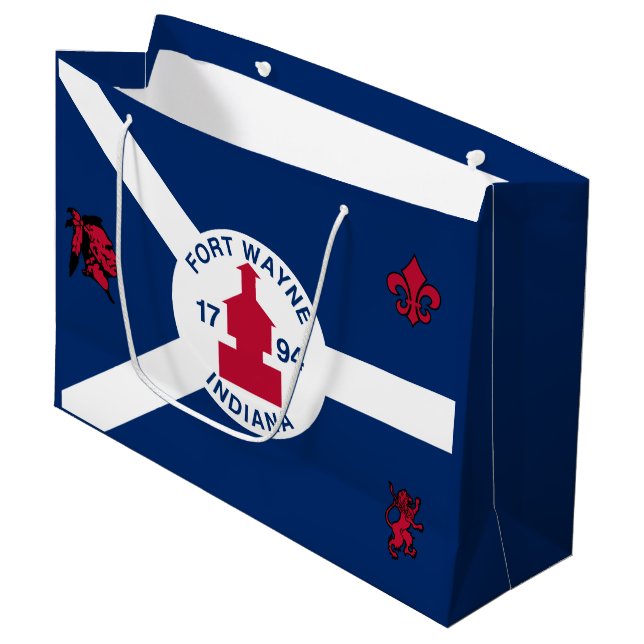 Grand Sac Cadeau Flag Fort Wayne, Indiana Large Venin (Devant Angle)