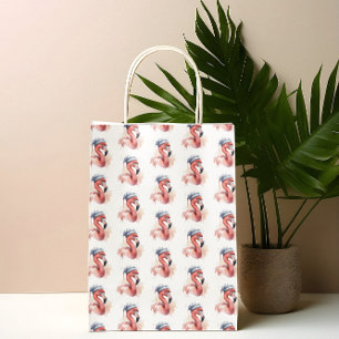 Grand Sac Cadeau Flamant rose père Noël Snowbird