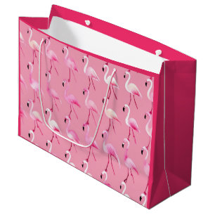 Grand Sac Cadeau Flamant rose rose paradis : Motif aquarelle