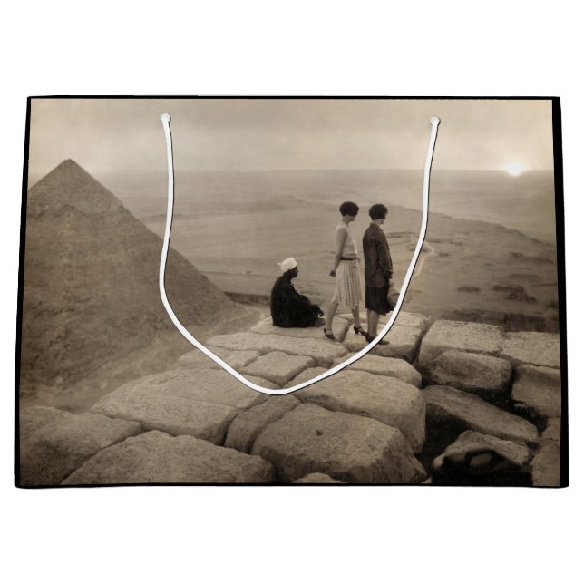 Grand Sac Cadeau Flapper Girls Sunrise Khufu Pyramid, Égypte 1920 (Devant)