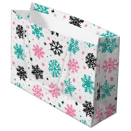 Grand Sac Cadeau Flèches de neige rétro