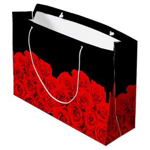Grand Sac Cadeau Fleur chaude Roses rouges noires